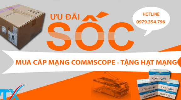 Khuyến mại tặng ngay 1 hộp hạt mạng khi mua cáp mạng Commscope