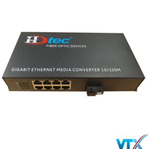 Bộ chuyển đổi quang điện 1 sợi HDTec + 8 cổng RJ45