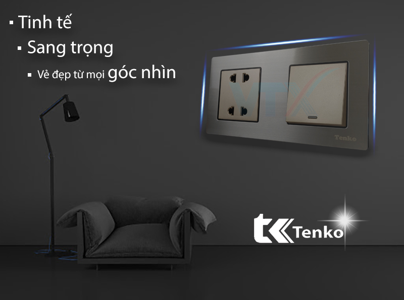 Ổ cắm công tắc âm tường 2 Module Tenko TK-HT2N