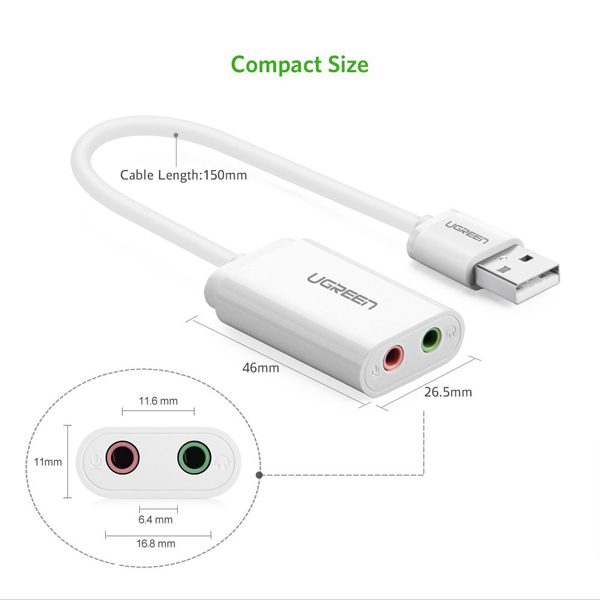 Cáp chuyển đổi USB 2.0 to 3.5mm Ugreen 30143