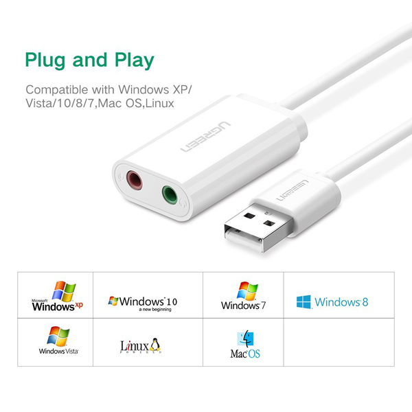 Cáp chuyển đổi USB 2.0 to 3.5mm Ugreen 30143