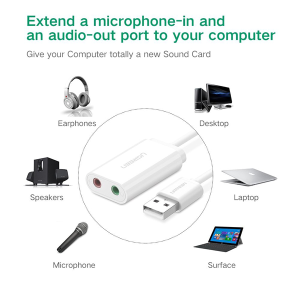 Cáp chuyển đổi USB 2.0 to 3.5mm Ugreen 30143