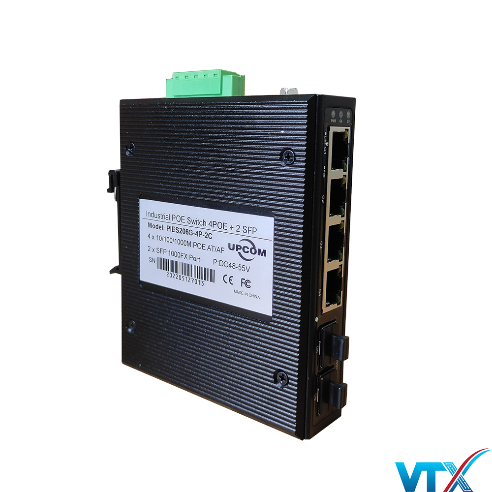 Switch công nghiệp POE Upcom PIES206G-4P-2C