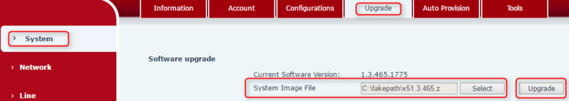 Chọn file nâng cấp firmware cho điện thoại Fanvil