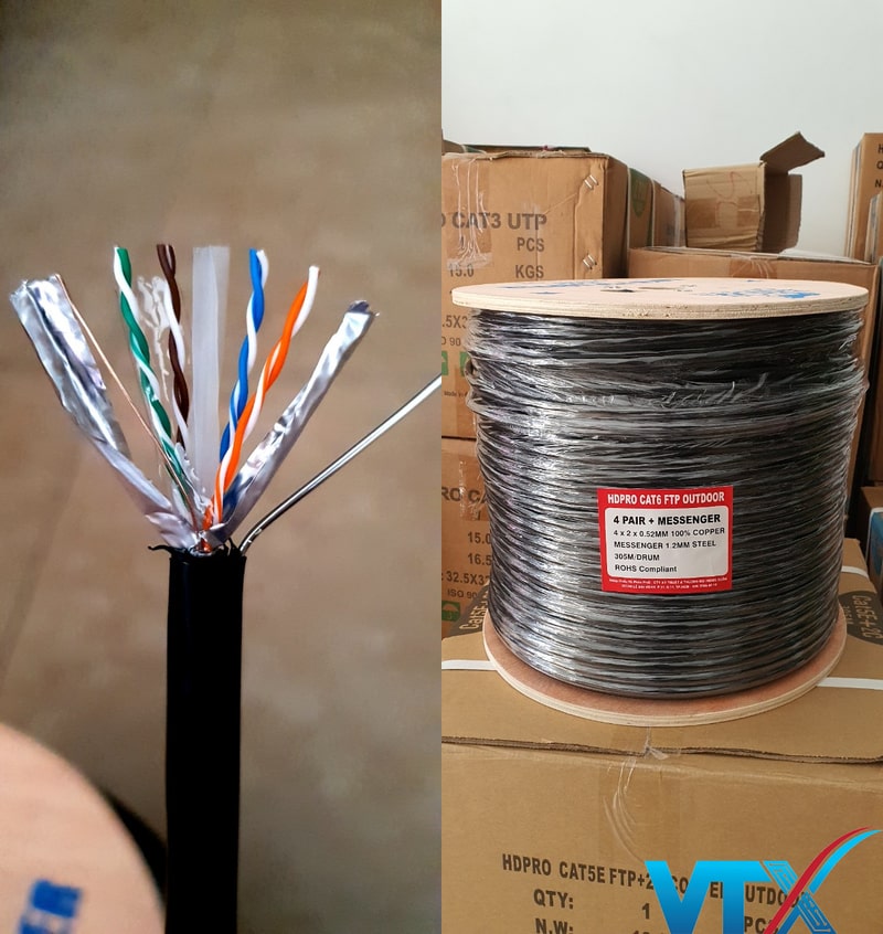 Cáp mạng ngoài trời HDPRO CAT6 FTP (đồng nguyên chất)