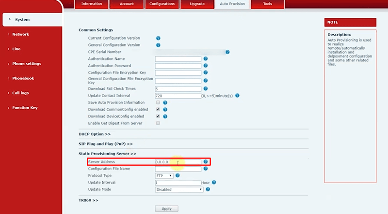 Dán provisioning link vào Server address