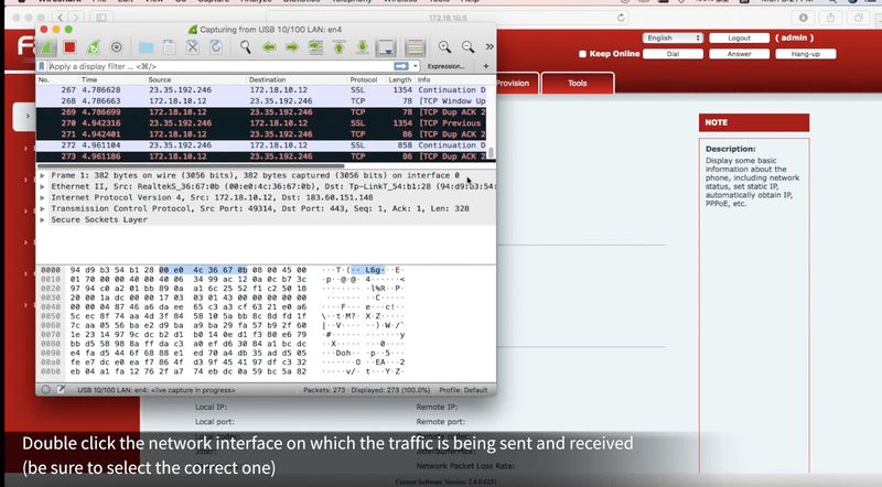 Giao diện Wireshark đang thực hiện thu thâp Packet Capture
