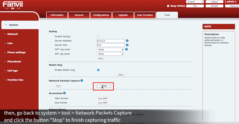 Hoàn tất việc thu thâp Packet Capture với nút Stop