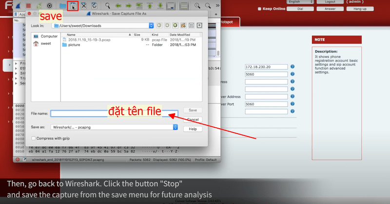 Lưu lại file Packet Capture để phân tích