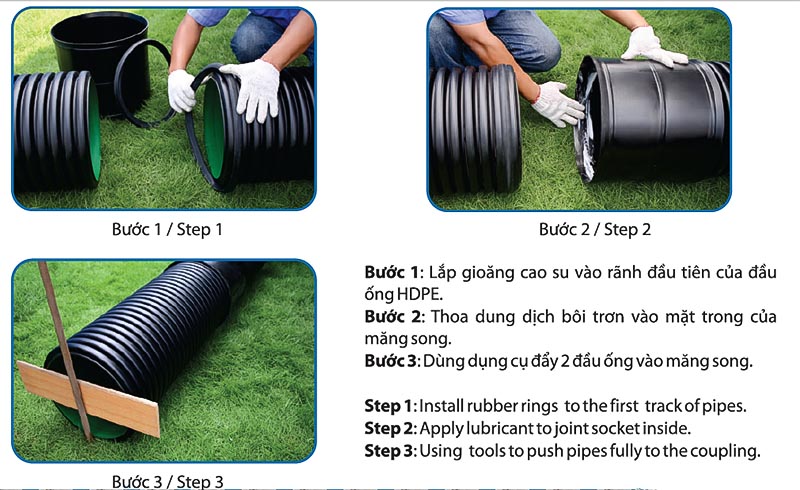 nối ống nhựa HDPE bằng gioăng cao su